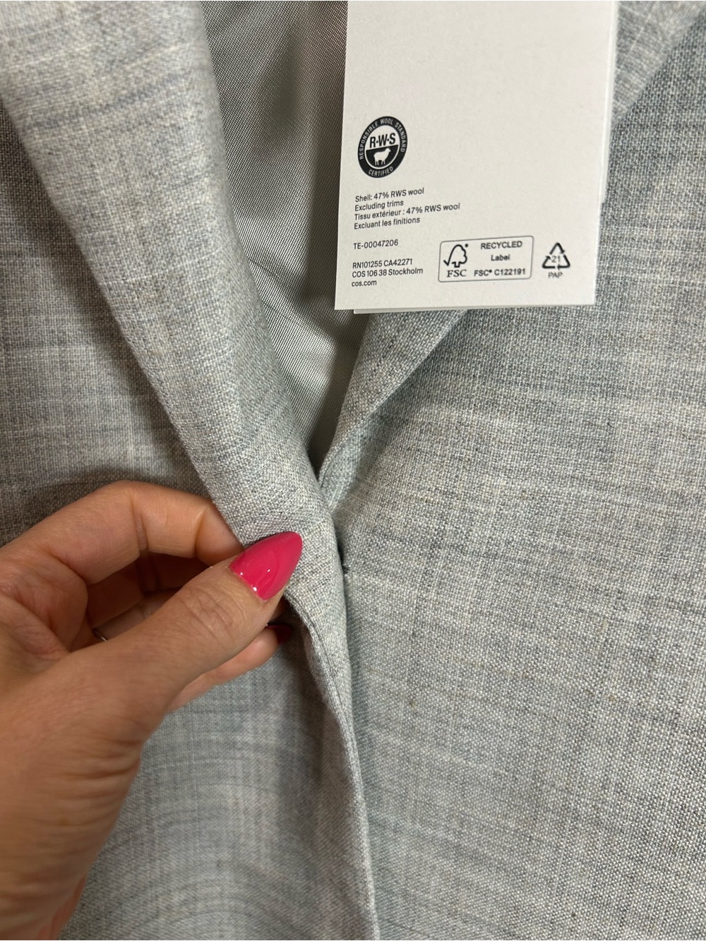 NEW Cos Blazer Women 8 Structured Wool Linen Blend Taupe Relaxed Minimalist - Picture 8 of 16